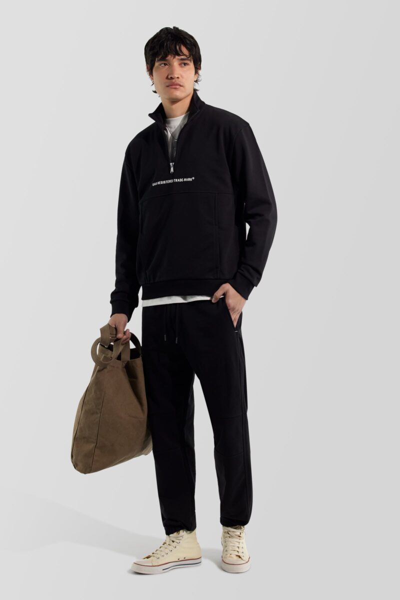 Pánska čierna mikina pohodlného strihu