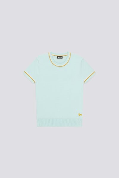 Dámsky slim fit top s krátkym rukávom v svetlomodrej farbe