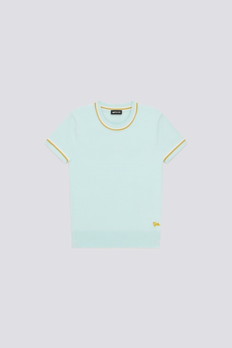 Dámsky slim fit top s krátkym rukávom v svetlomodrej farbe