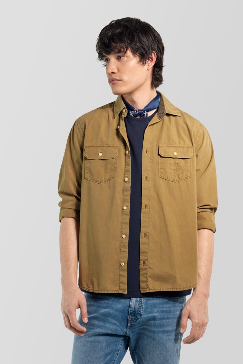 Pánska hnedá košeľa regular fit