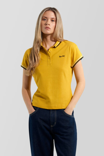 Dámske čierne slim fit polo tričko