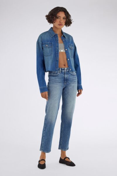 Dámska džínsová košeľa voľného strihu